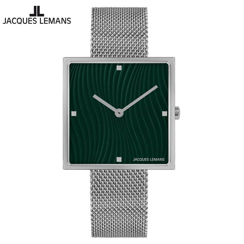 

Jacques Lemans Design Collection Fashion Classic Square Unisex Quartz Watch Mesh Band 1-2094
