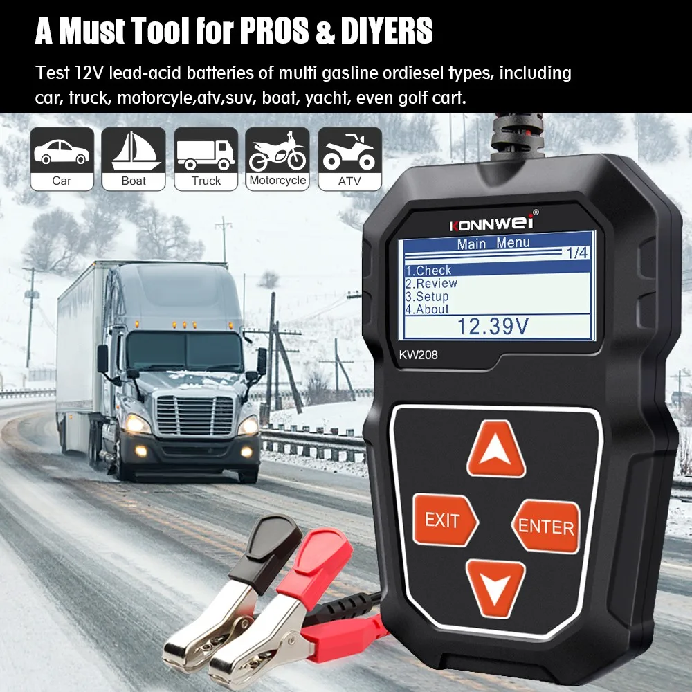 KW208 Car Battery Tester 12V 100-2000CCA Cranking Charging Circut Tester Battery Life Analysis Voltage Detectors Instruments
KW208 Car Battery Tester 12V 100-2000CCA Cranking Charging Circut Tester Battery Life Analysis Voltage Detectors Instruments