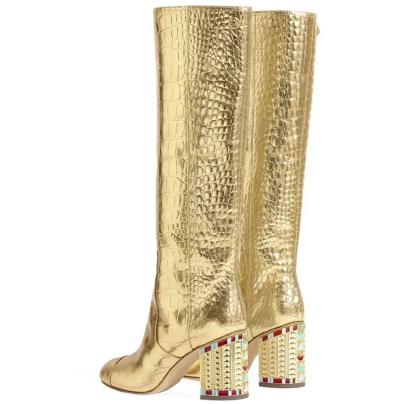 Fashion Women's Boots Gold Pointed Toe Chunky Heel 2022 Patent Leather Long Knight Boots Roman Women's Shoes Women Boots
Fashion Women's Boots Gold Pointed Toe Chunky Heel 2022 Patent Leather Long Knight Boots Roman Women's Shoes Women Boots