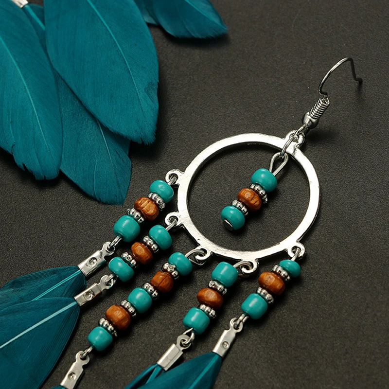 1 Pair Bohemian Earring Ethnic Long Colorful Feather Ear Hook Beads Fringe Earrings Women Fashion Dangle Earring Jewelry Gift
1 Pair Bohemian Earring Ethnic Long Colorful Feather Ear Hook Beads Fringe Earrings Women Fashion Dangle Earring Jewelry Gift