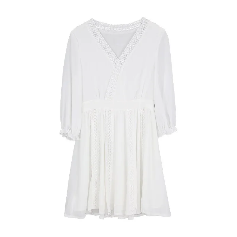 Lace Solid Color V Neck White Red Ruffle Chiffon Mini Party Dress A Line 3/4 Sleeve Clothing 2020 Summer Female Vestidos
Lace Solid Color V Neck White Red Ruffle Chiffon Mini Party Dress A Line 3/4 Sleeve Clothing 2020 Summer Female Vestidos