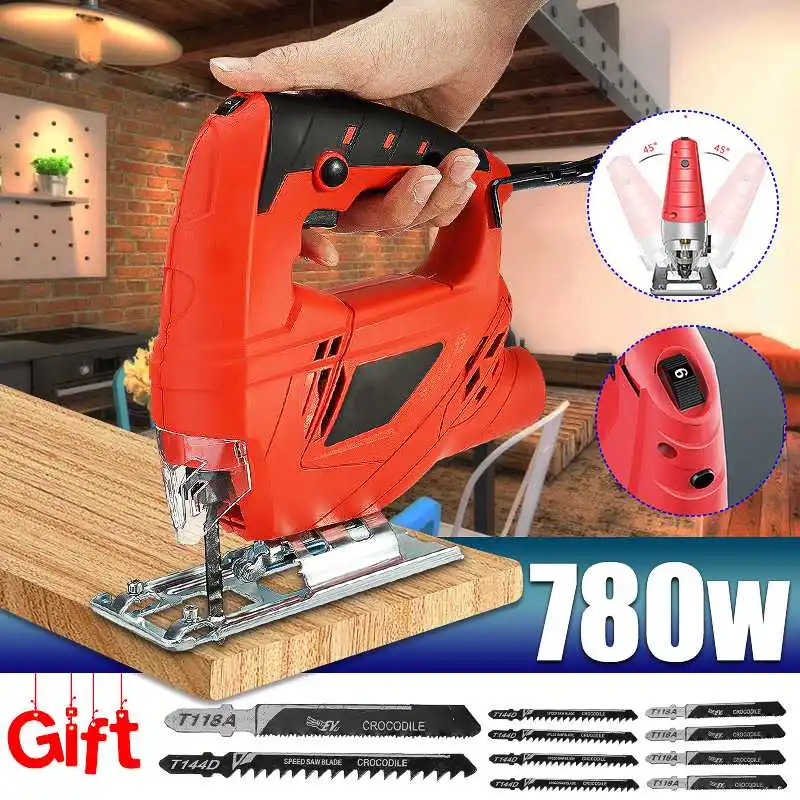 780W Jig Saw 6 Variable Speed Electric Saw With 10 Pieces Blades Multifunctional Jigsaw Electric Saws for Woodworking Power Tool
780W Jig Saw 6 Variable Speed Electric Saw With 10 Pieces Blades Multifunctional Jigsaw Electric Saws for Woodworking Power Tool