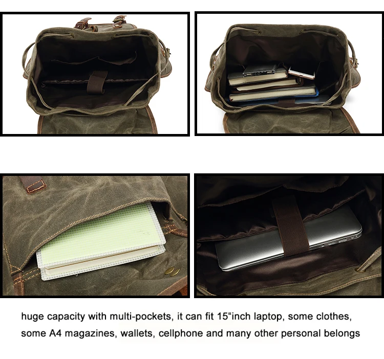 Waterproof Waxed Canvas Backpacks Vintage Leather Men School Bag Rucksack large Daypack High Quality Laptop Backpack Bag Bagpack
Waterproof Waxed Canvas Backpacks Vintage Leather Men School Bag Rucksack large Daypack High Quality Laptop Backpack Bag Bagpack