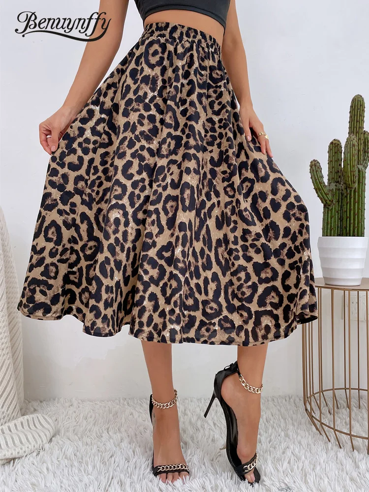 Женская юбка с леопардовым принтом Benuynffy, повседневная трапециевидная юбка с высокой эластичной талией, модные юбки средней длины для весны... 
Женская юбка с леопардовым принтом Benuynffy, повседневная трапециевидная юбка с высокой эластичной талией, модные юбки средней длины для весны...