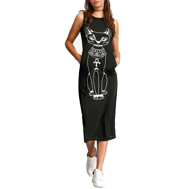 Sleeveless Midi Dress Women Summer Cat Print Casual Elegant Party Beach Vintage Bodycon Wrap Cotton Black Dresses Sundress
Sleeveless Midi Dress Women Summer Cat Print Casual Elegant Party Beach Vintage Bodycon Wrap Cotton Black Dresses Sundress