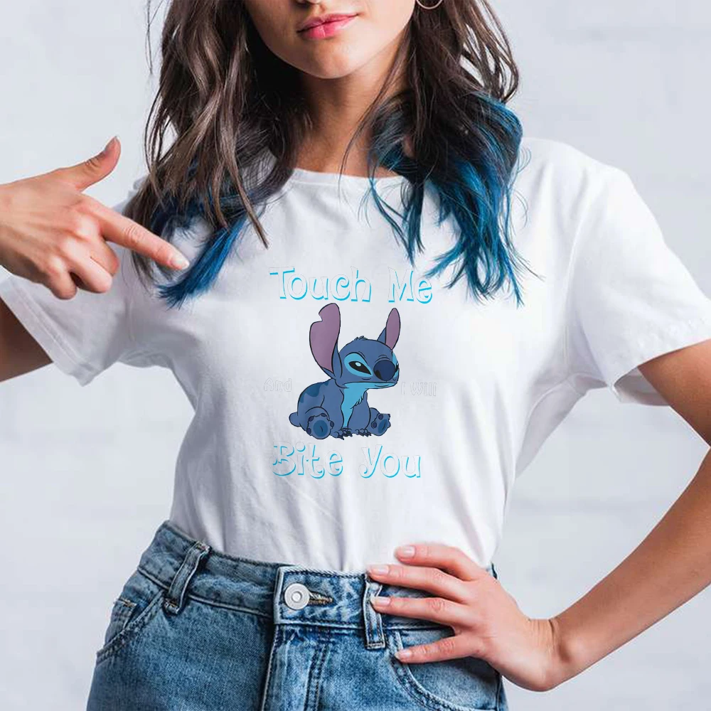 Funny Stitch Touch Me Bite You T-shirts Korean Style Fashion Ulzzang Summer Women Top Short Sleeve Disney Clothes Dropship
Funny Stitch Touch Me Bite You T-shirts Korean Style Fashion Ulzzang Summer Women Top Short Sleeve Disney Clothes Dropship