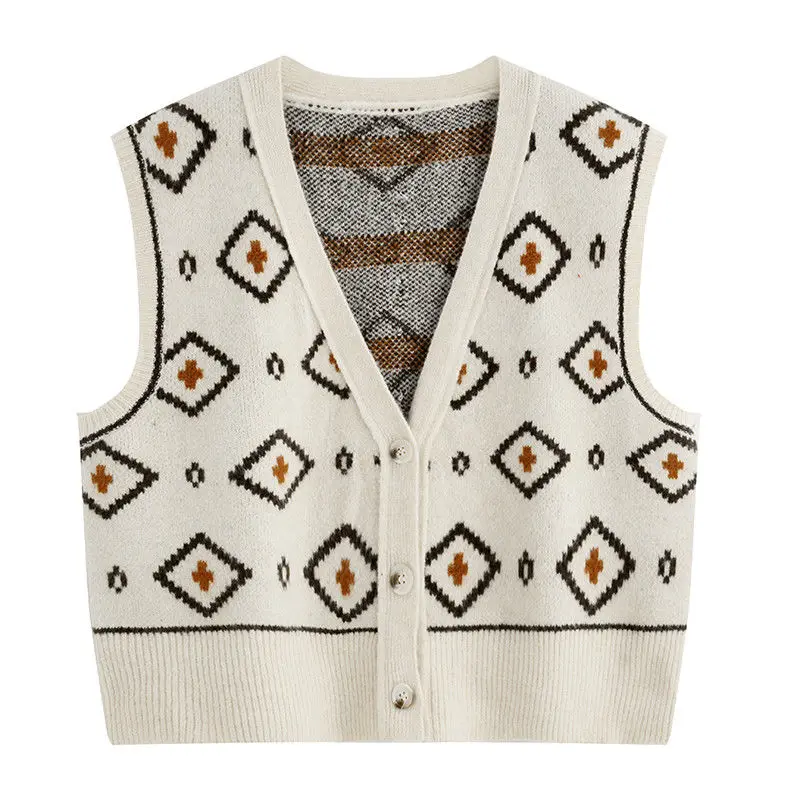 V-neck knitted vest women's spring wear new Korean style loose check sleeveless vest cardigan
V-neck knitted vest women's spring wear new Korean style loose check sleeveless vest cardigan