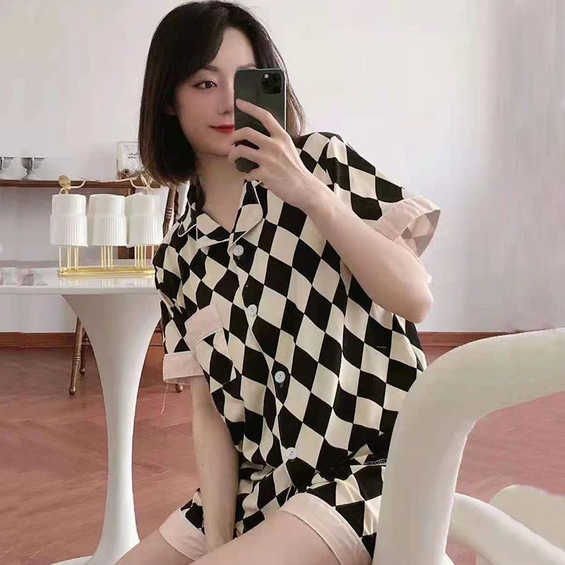 Pijama Set Of Short Woman Summer Short Sleeved Shorts Cardigan Korean Sweet Lady Home Clothing Women's Pajamas Cotton 2 pieces
Pijama Set Of Short Woman Summer Short Sleeved Shorts Cardigan Korean Sweet Lady Home Clothing Women's Pajamas Cotton 2 pieces