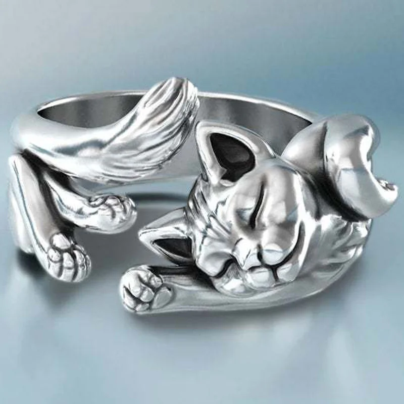 KOFSAC Creativity Vintage Fashion Cat Opening Ring Girl Jewelry 925 Sterling Silver Rings For Women Anniversary Accessories Gift
KOFSAC Creativity Vintage Fashion Cat Opening Ring Girl Jewelry 925 Sterling Silver Rings For Women Anniversary Accessories Gift