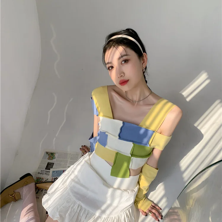Kimotimo Women Blouse Summer Kint Spliced Tops Ins Vintage Personality Style Elegant Fashion Korean Sexy Design Casual Shirt
Kimotimo Women Blouse Summer Kint Spliced Tops Ins Vintage Personality Style Elegant Fashion Korean Sexy Design Casual Shirt