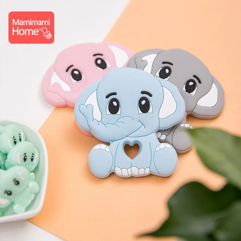 

1/5pc Baby Teether Silicone Elephant Beads Food Grade Silicone Pendant Tiny Rod Rodent Nursing Pacifier Chain Baby Product Gifts