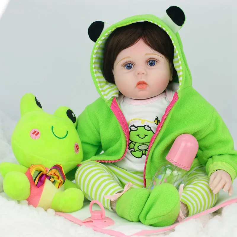 53CM Reborn Baby Dolls Adorable Lifelike Vinyl With Frog Plush Baby Reborn Girl Beautiful Cloth Body Birthday Gift
53CM Reborn Baby Dolls Adorable Lifelike Vinyl With Frog Plush Baby Reborn Girl Beautiful Cloth Body Birthday Gift