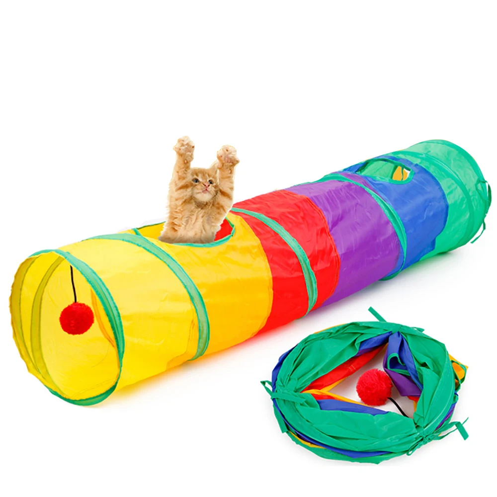

Игрушки для кошек, складной туннель для дороги, котенок, туннель с шариком-помпоном, Интерактивная игрушка для кошек, прячущийся в отдыхе