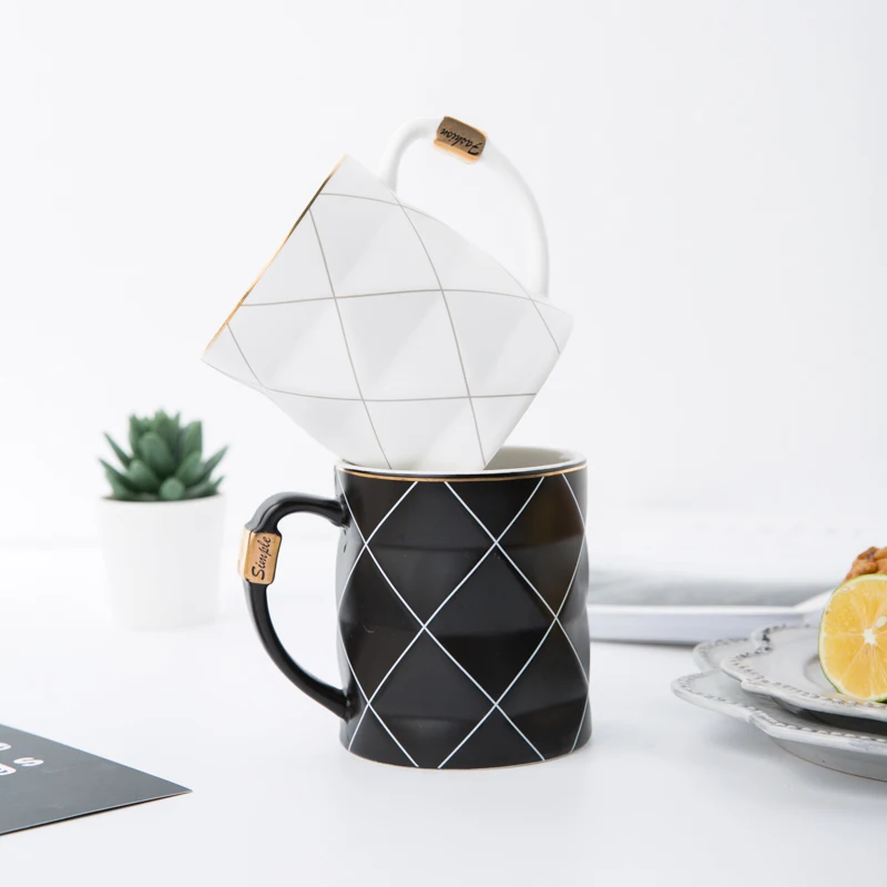 Golden Black and White Grid Geometry Ceramic Coffee Mug Porcelain Juice Drinking Cup Coffee Milk Tea Cup
Golden Black and White Grid Geometry Ceramic Coffee Mug Porcelain Juice Drinking Cup Coffee Milk Tea Cup