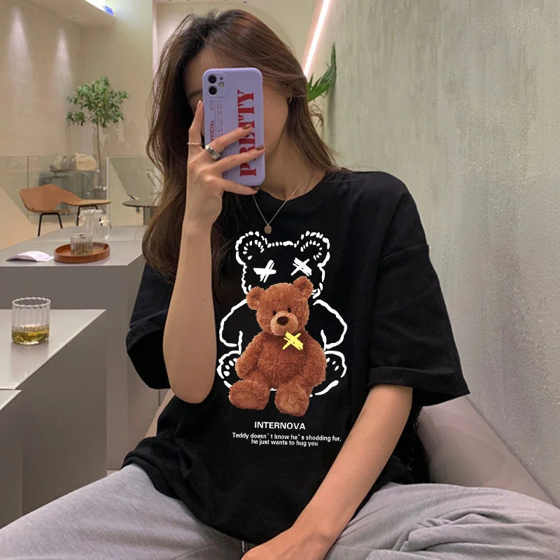 2021 Summer New Oversized Blouse Women Pure Cotton Short-Sleeved t-Shirt Female Bear Loose Print Mid-Length Bottoming Shirt
2021 Summer New Oversized Blouse Women Pure Cotton Short-Sleeved t-Shirt Female Bear Loose Print Mid-Length Bottoming Shirt