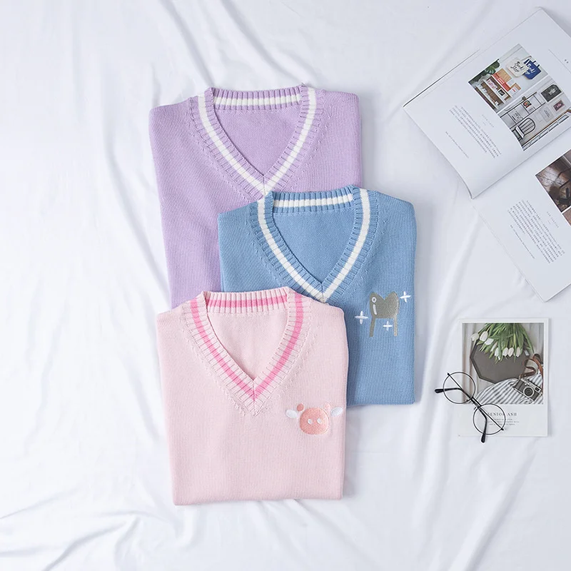 Japanese fashion Cotton JK Uniform Embroidered Pig Trotters Rabbit Pig Couple JK Sweater Coat japanese school uniform Vest
Japanese fashion Cotton JK Uniform Embroidered Pig Trotters Rabbit Pig Couple JK Sweater Coat japanese school uniform Vest