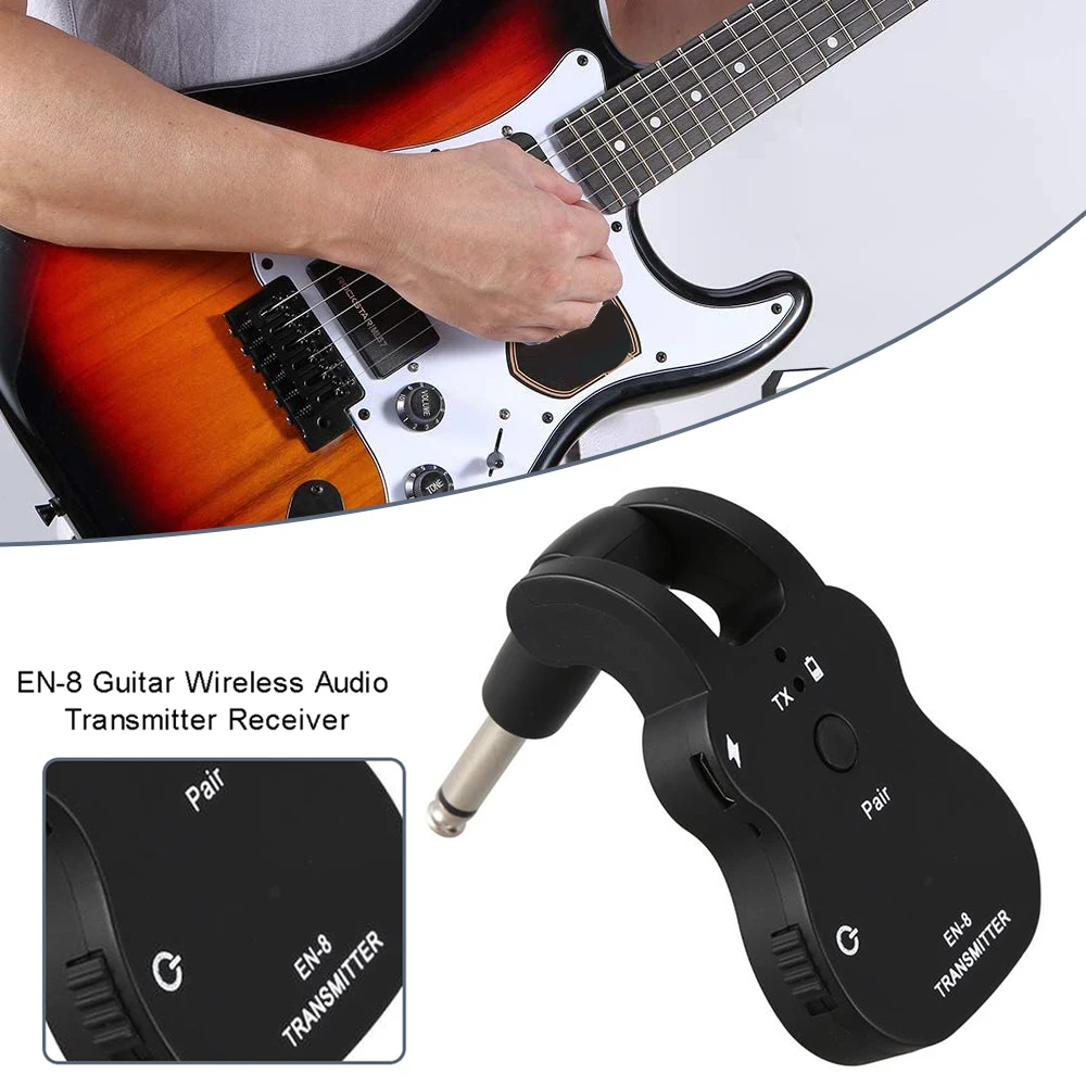 EN-8 Guitar Wireless Audio Transmitter Receiver System Built-In Rechargeable 600MAh Lithium Battery for Electric Guitar Bass
EN-8 Guitar Wireless Audio Transmitter Receiver System Built-In Rechargeable 600MAh Lithium Battery for Electric Guitar Bass