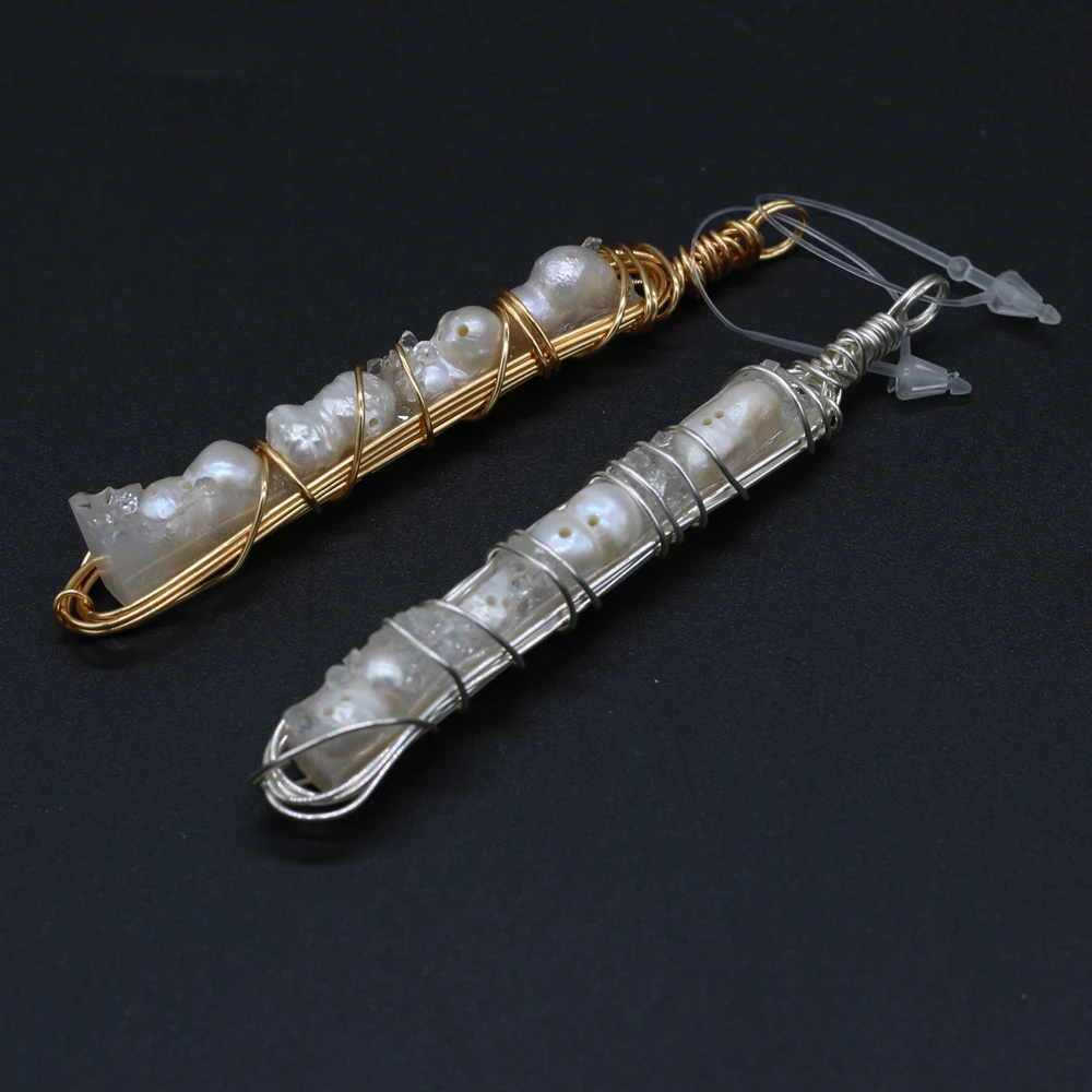 Natural Semi-precious Stones Irregular White Crystal Bud Pearl Winding Pendant DIY for Making Jewelry Accessories 9x65mm 
Natural Semi-precious Stones Irregular White Crystal Bud Pearl Winding Pendant DIY for Making Jewelry Accessories 9x65mm
