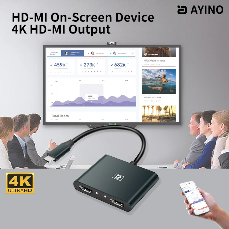 USB 3.0 On-screen device Type C to Dual Screen HD-MI Adapter 4K @60hz for Mobile phone notebook smart TV projector MacBook HD71
USB 3.0 On-screen device Type C to Dual Screen HD-MI Adapter 4K @60hz for Mobile phone notebook smart TV projector MacBook HD71