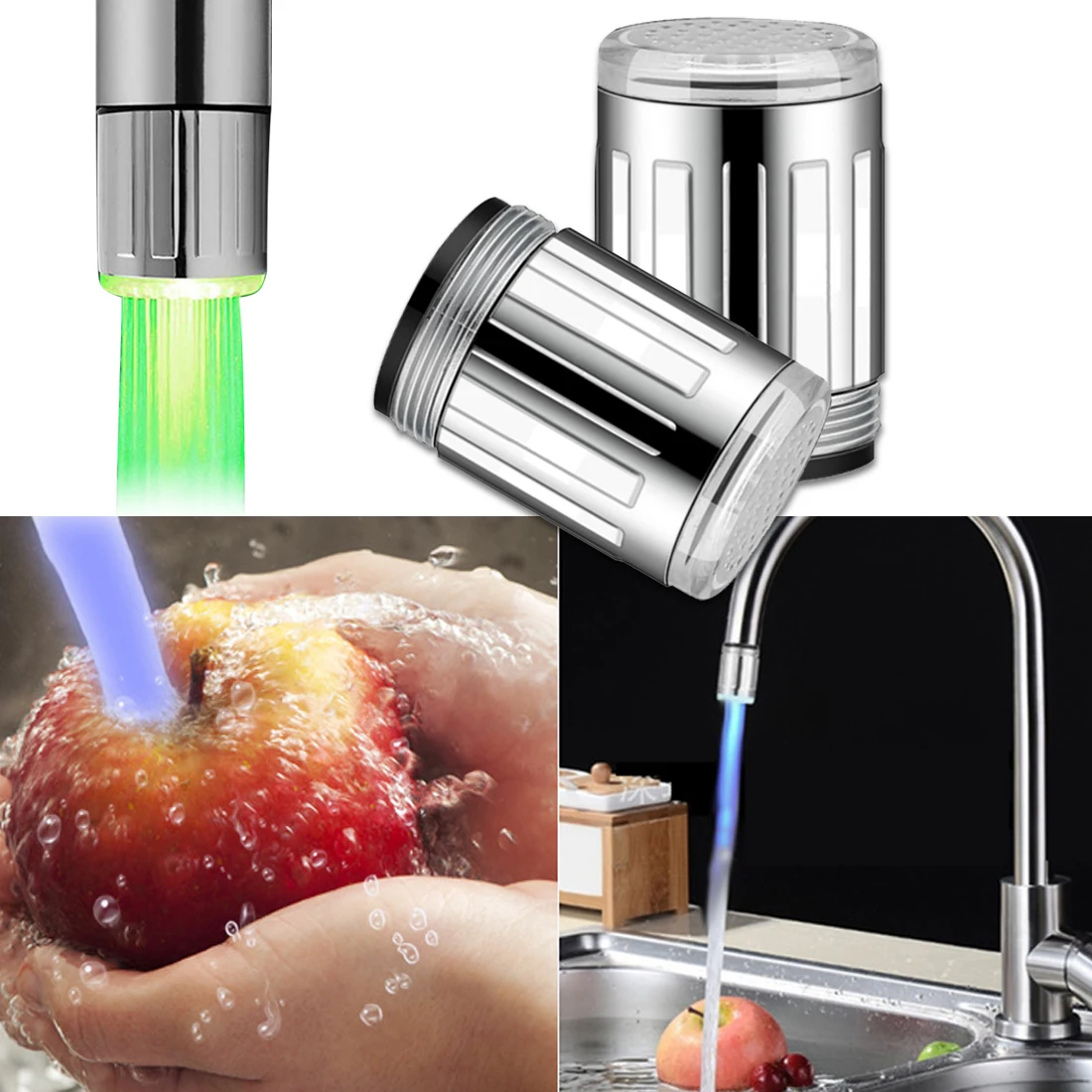 LED color lighting faucet kitchen bathroom luminous faucet nozzle head color change temperature sensor light spray shower
LED color lighting faucet kitchen bathroom luminous faucet nozzle head color change temperature sensor light spray shower