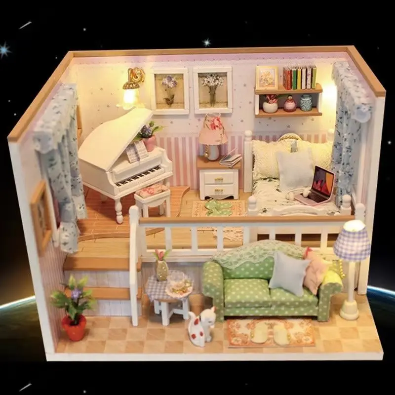 Girls Wooden Doll House Furnitures Diy 3D Wooden Miniaturas Assemble Dollhouse Toys for Children Birthday Gifts
Girls Wooden Doll House Furnitures Diy 3D Wooden Miniaturas Assemble Dollhouse Toys for Children Birthday Gifts