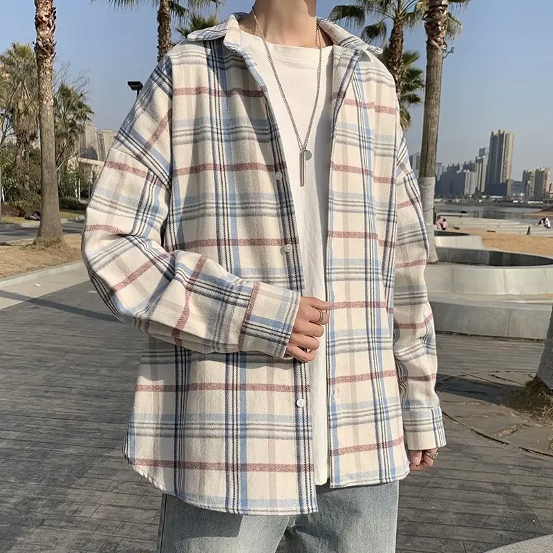 GODLIKEU Men Shirt Plaid Casual Korean Fashion Loose Long Sleeve Soft Couple Cotton Button Top
GODLIKEU Men Shirt Plaid Casual Korean Fashion Loose Long Sleeve Soft Couple Cotton Button Top