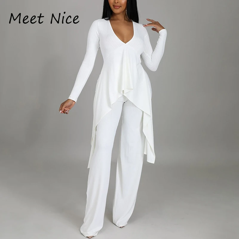 Комплект из 2 предметов, женский топ в рубчик с V-образным вырезом и оборками на Подоле и длинные брюки, осенний спортивный костюм с длинным р...
Комплект из 2 предметов, женский топ в рубчик с V-образным вырезом и оборками на Подоле и длинные брюки, осенний спортивный костюм с длинным р...