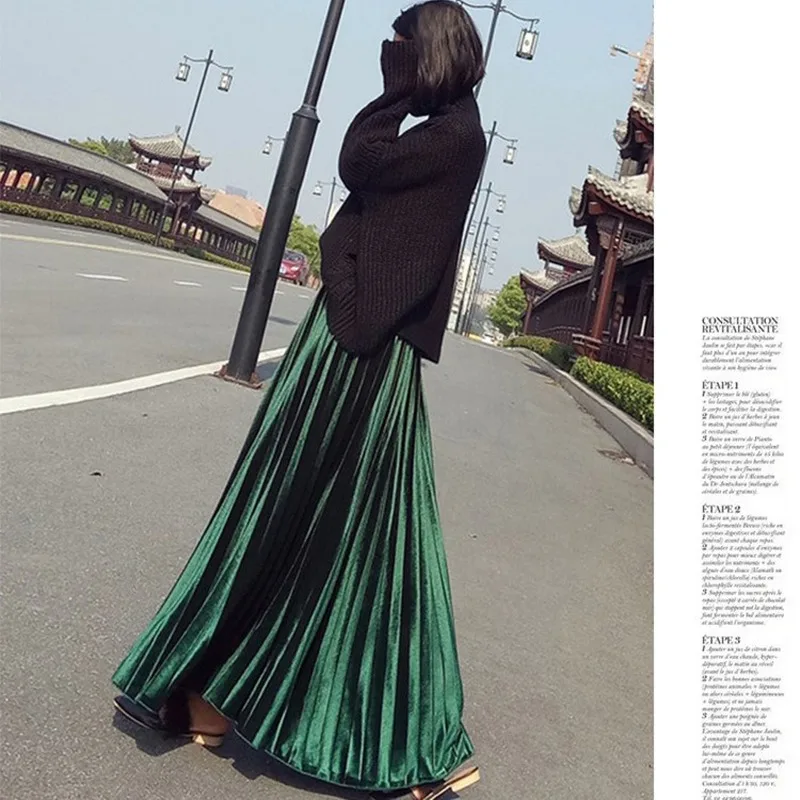Skirt Japanese Korean Autumn Winter 2020 Women's Mopping Long Gold Velvet Pleated Solid Color Large Skirt Women Pleated Skirts
Skirt Japanese Korean Autumn Winter 2020 Women's Mopping Long Gold Velvet Pleated Solid Color Large Skirt Women Pleated Skirts