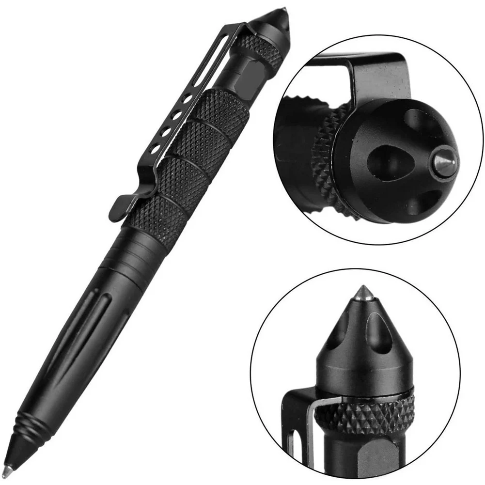 

New Cool Black Ink Metal Ballpoint Pen Aviation Aluminum Alloy Anti-slip Self Defense Tactical Pen Multi-functional Tools Pen