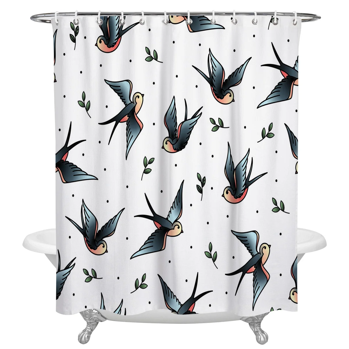Animal Swallow Branches Leaves Bathroom Shower Curtain Polyester Fabric Waterproof Shower Curtains with Hooks
Animal Swallow Branches Leaves Bathroom Shower Curtain Polyester Fabric Waterproof Shower Curtains with Hooks
