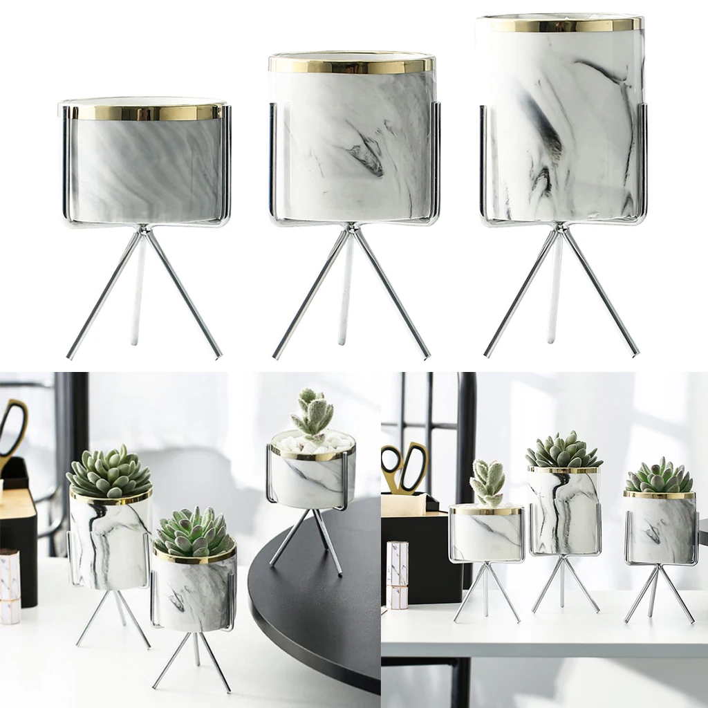 Суккулентные растения горшок, Мрамор узор Керамика горшки для суккулентов с железным каркасом 
Суккулентные растения горшок, Мрамор узор Керамика горшки для суккулентов с железным каркасом