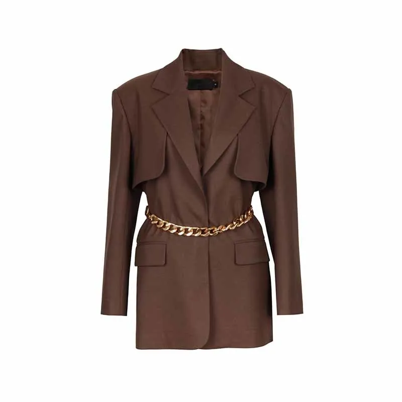 VGH Casual Solid Blazer For Women Notched Long Sleeve Korean Patchwork Chain Slim Straight Blazers Female 2021 Fashion Style New
VGH Casual Solid Blazer For Women Notched Long Sleeve Korean Patchwork Chain Slim Straight Blazers Female 2021 Fashion Style New
