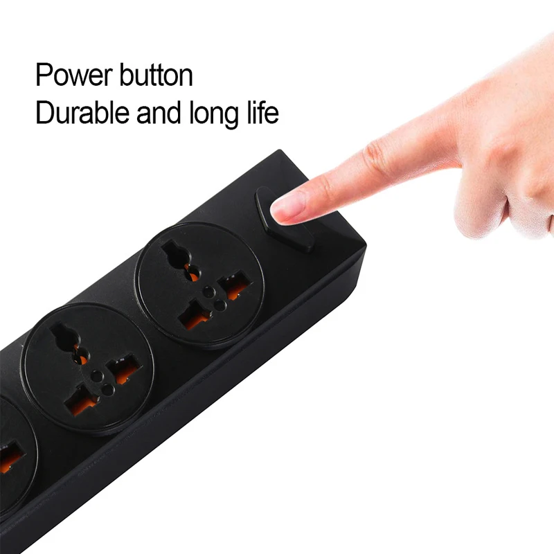 2 Round Pin EU RUS Plug Power Strip Switch 1.8M Extension Cord Full Copper 3-core Wiring 4USB Smart Charging Port 3 AC Socket |
