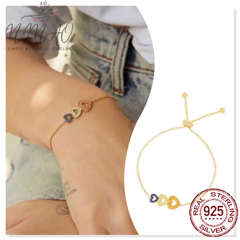 925 Sterling Silver Zircon Gold Color Love Rainbow Bracelet Adjustable New Fashion Exquisite Holiday Gift Luxury High Quality
925 Sterling Silver Zircon Gold Color Love Rainbow Bracelet Adjustable New Fashion Exquisite Holiday Gift Luxury High Quality