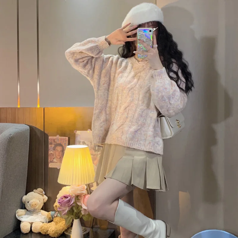 High Street Korean Tie Dye Chic Pullover Sweaters Women Autumn Winter Fashion Sweet Twist Knitting Crop Jumper Student Cute Coat
High Street Korean Tie Dye Chic Pullover Sweaters Women Autumn Winter Fashion Sweet Twist Knitting Crop Jumper Student Cute Coat