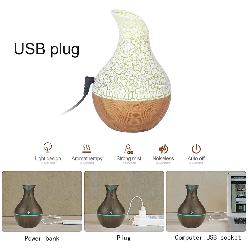 USB Wood Grain Essential Oil Diffuser Ultrasonic Humidifier Household Aroma Diffuser Aromatherapy Mist Maker with Light 2020
USB Wood Grain Essential Oil Diffuser Ultrasonic Humidifier Household Aroma Diffuser Aromatherapy Mist Maker with Light 2020