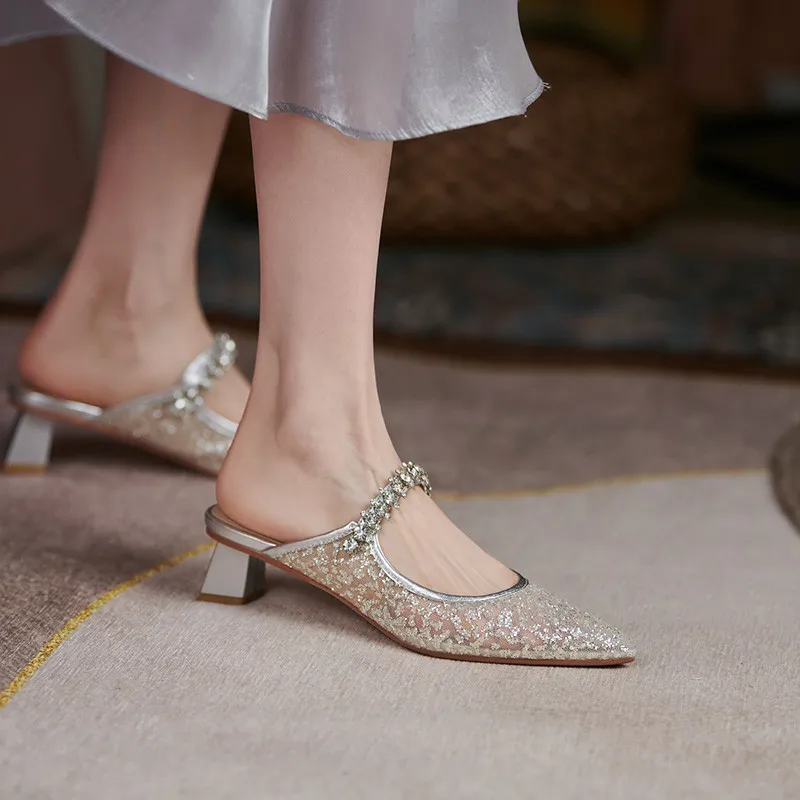 MEMUNIA 2021 Hot Sale Casual Party Wedding Shoes Women Slipper Elegant Mesh Pointed Toe Crystal Low Heel Slipper Women Shoes 
MEMUNIA 2021 Hot Sale Casual Party Wedding Shoes Women Slipper Elegant Mesh Pointed Toe Crystal Low Heel Slipper Women Shoes