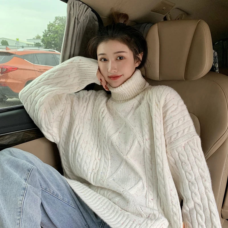 Winter Turtleneck Cashmere Sweater Women Warm White Knitted Oversized Pullover Korean Fashion Loose Jumper Casual Pull Femme Top
Winter Turtleneck Cashmere Sweater Women Warm White Knitted Oversized Pullover Korean Fashion Loose Jumper Casual Pull Femme Top