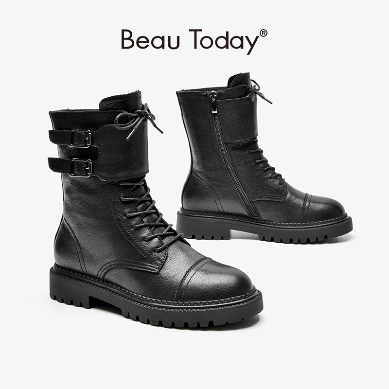 BeauToday Motorcycle Boots Women Cow Leather Zipper Closure Buckle Decoration Lace-Up Ladies Ankle Winter Boots Handmade 03474
BeauToday Motorcycle Boots Women Cow Leather Zipper Closure Buckle Decoration Lace-Up Ladies Ankle Winter Boots Handmade 03474