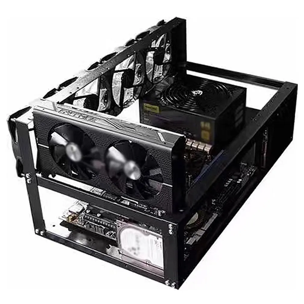 

Open Air Miner Mining Frame Steel Rig Case Up to 6-8 GPU for Bitcoin Crypto Coin Currency Mining Digital currency Virtual