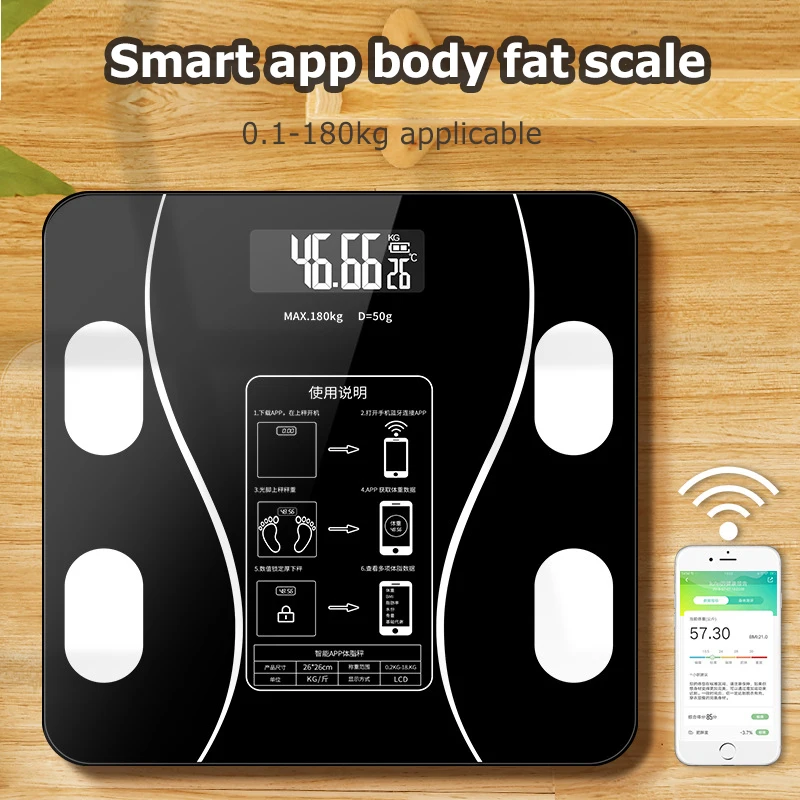 USB Charging Body Fat Scale Bluetooth Smart Wireless Scale Bathroom Weight Scale Body Composition Analyzer With Smartphone App
USB Charging Body Fat Scale Bluetooth Smart Wireless Scale Bathroom Weight Scale Body Composition Analyzer With Smartphone App