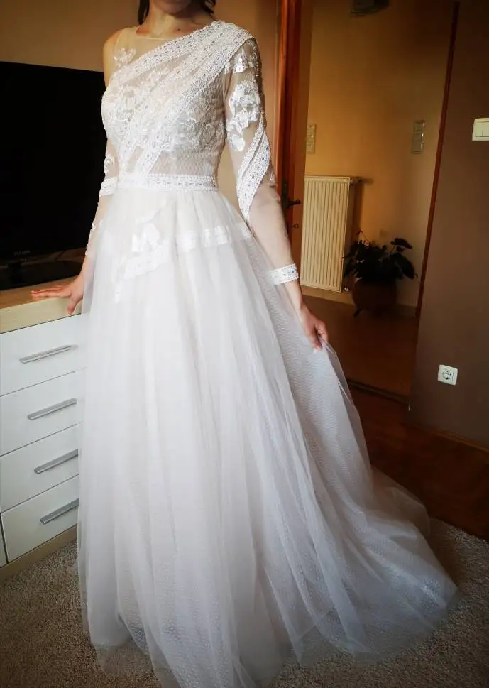Женское свадебное платье Verngo ТРАПЕЦИЕВИДНОЕ пляжное в стиле бохо для кружевные