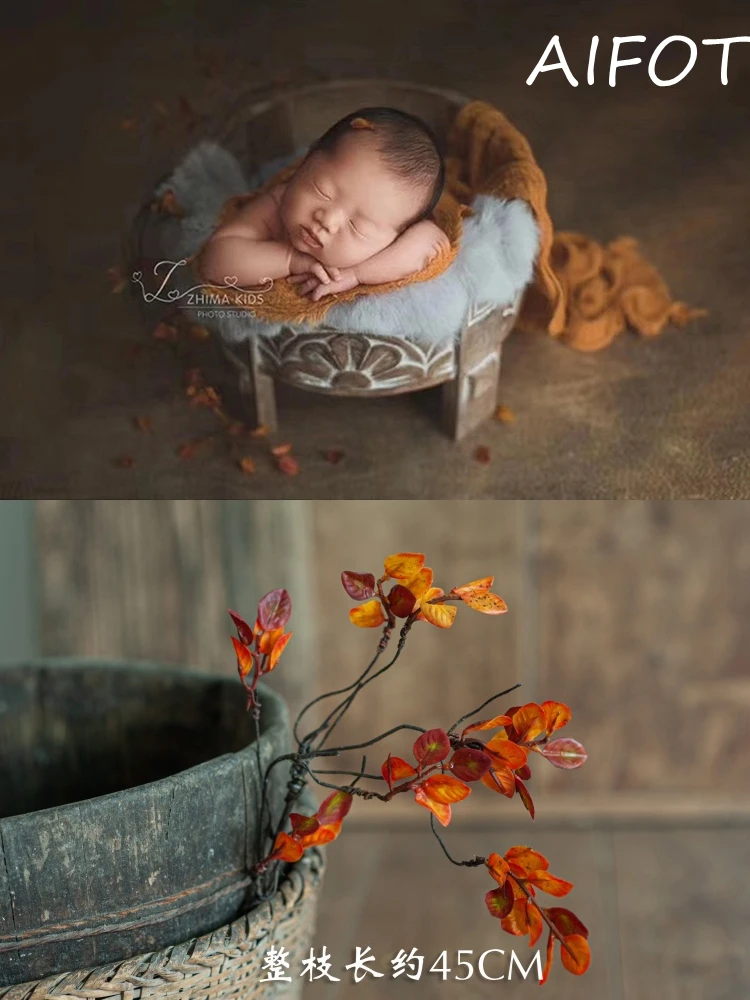 Фон для фотосъемки новорожденных с имитацией зеленого корзина растений
