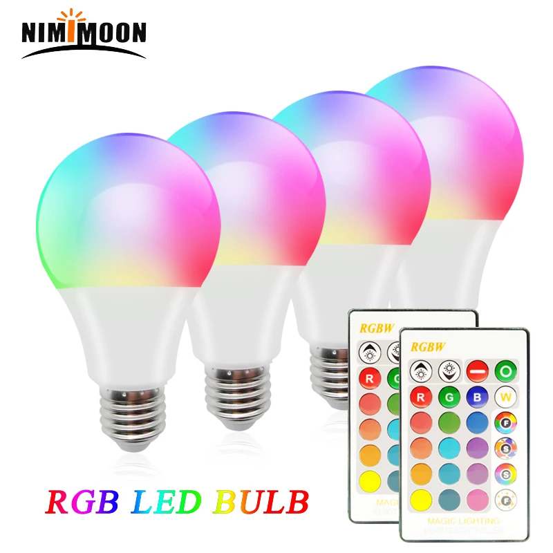 Светодиодный светильник лампы E27 5 Вт 10 12 15 RGB Цвет изменение Светильник с ИК