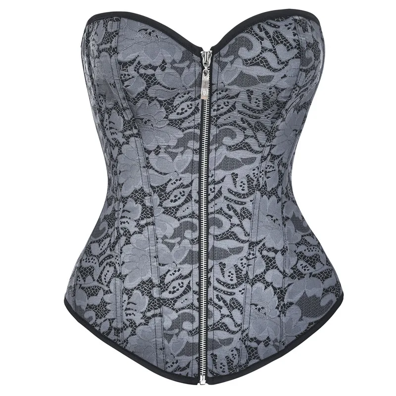 Women's Grey Embroidery Corset With Zipper Jacquard Floral Lace Up Boned Overbust Waist Trainer Lingerie Top Bustier
Women's Grey Embroidery Corset With Zipper Jacquard Floral Lace Up Boned Overbust Waist Trainer Lingerie Top Bustier