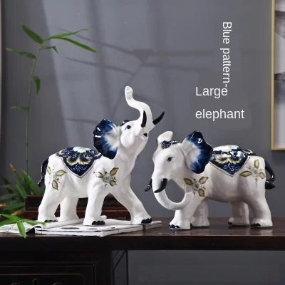 Creative new Chinese style home decoration ceramic crafts animal decoration lucky blue and white elephant retro decoration
Creative new Chinese style home decoration ceramic crafts animal decoration lucky blue and white elephant retro decoration