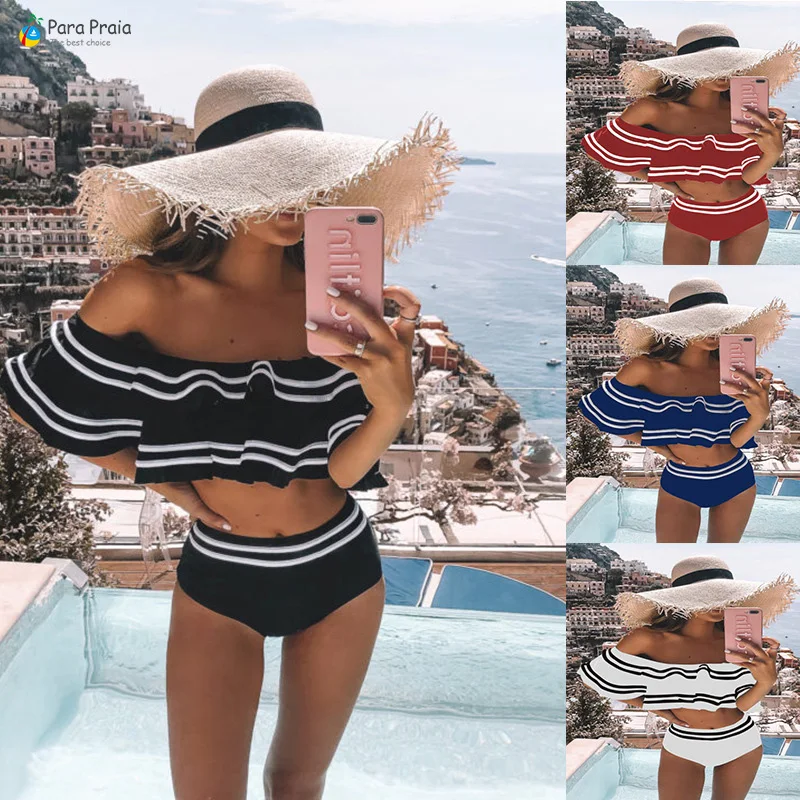 Женский купальник с рюшами Para Praia Helter купальный костюм высокой талией и пуш-апом