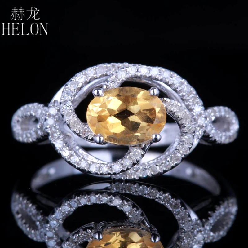 HELON Solid 14K White Gold Flawless Oval Cut 7x5mm Genuine Citrine Diamonds Wedding Ring Women Gemstone Unique Fine Jewelry
HELON Solid 14K White Gold Flawless Oval Cut 7x5mm Genuine Citrine Diamonds Wedding Ring Women Gemstone Unique Fine Jewelry