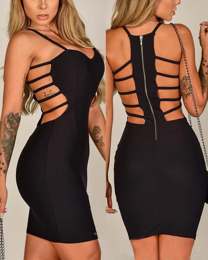 Party Women Dress Backless Bandage Black Sexy Hollow Out V-Neck Sleeveless Ladies Elegant Fashion Bodycon Dresses Vestidos
Party Women Dress Backless Bandage Black Sexy Hollow Out V-Neck Sleeveless Ladies Elegant Fashion Bodycon Dresses Vestidos