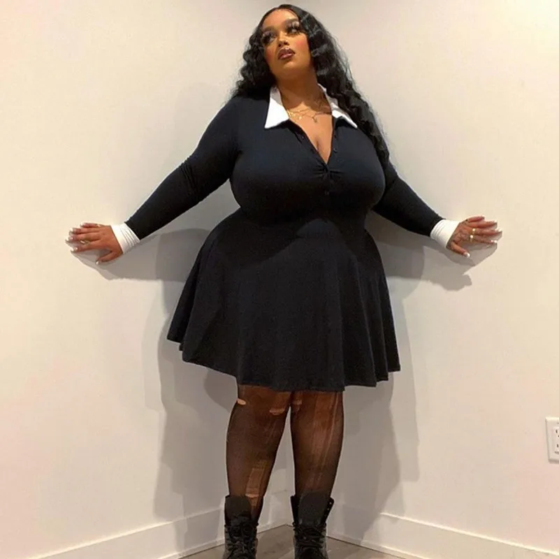 3xl 4xl 5xl Plus Size Clothing Women Black Dress Long Sleeves Lapel Buttons Fashion Slim Elegant Dress Lady Casual Work Wear
3xl 4xl 5xl Plus Size Clothing Women Black Dress Long Sleeves Lapel Buttons Fashion Slim Elegant Dress Lady Casual Work Wear